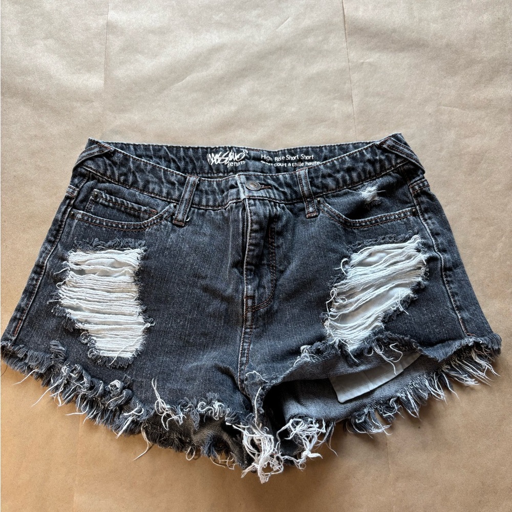 Massimo Black Distressed Jean Shorts